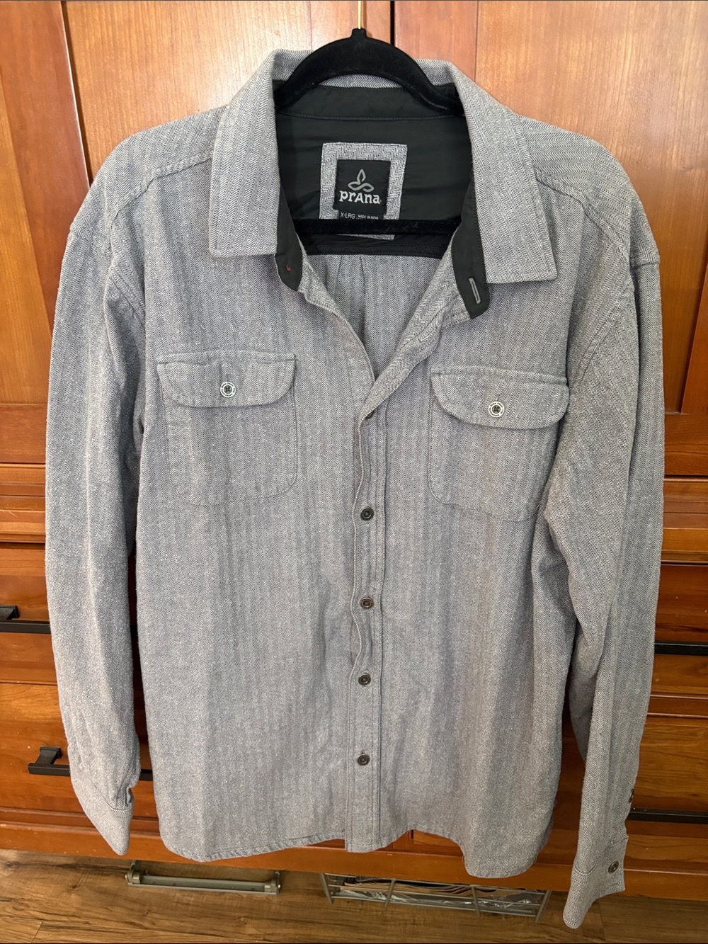prAna organic Men's Gray Button-Up Shirt Jacket